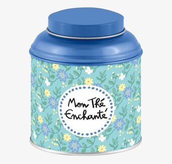 Plåtburk Te Blå från Derriére la porte med blommönster