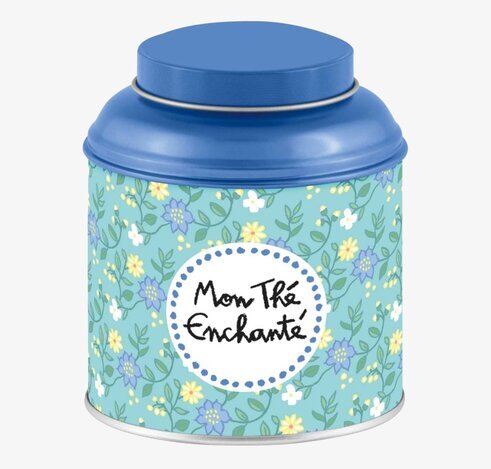 Plåtburk Te Blå från Derriére la porte med blommönster