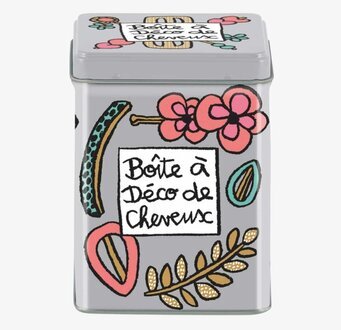 Plåtburk Hårspännen från Derriére la porte med färgglada motiv