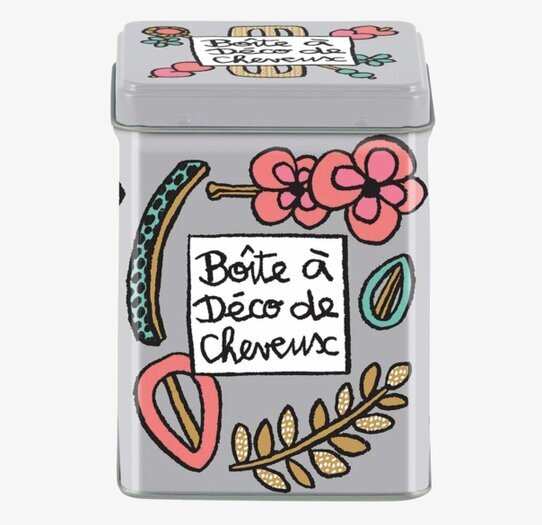 Plåtburk Hårspännen från Derriére la porte med färgglada motiv