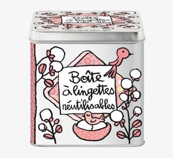 Plåtburk Bomull/Tygpads från Derriére la porte med blommor