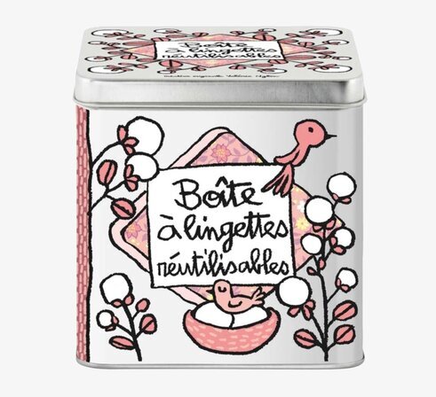 Plåtburk Bomull/Tygpads från Derriére la porte med blommor