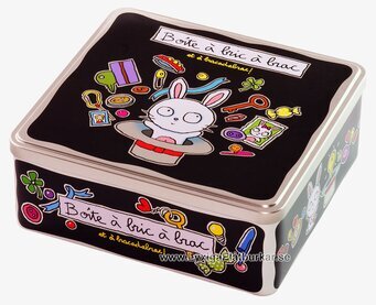 Plåtburk Magi svart från Derriére la porte med kaninmotiv