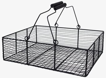 Foto av svart metalltrådkorg med avtagbara handtag