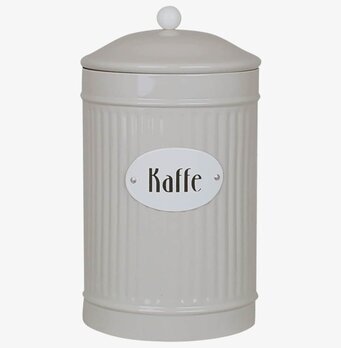 Plåtburk Kaffe Beige från Strömshaga i stilrent kök