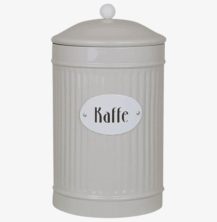 Plåtburk Kaffe Beige från Strömshaga i stilrent kök