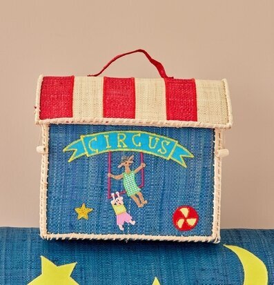 Bild av färgglad väska med cirkustema och djurmotiv