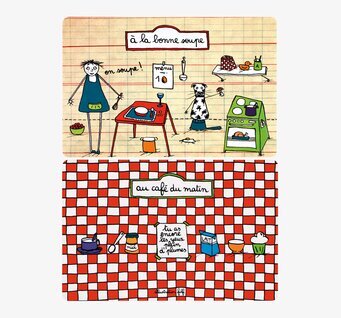 Bild av humoristisk och färgstark köksscen i hemmet