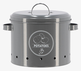 Plåtburk Potatis Antracit från Gardenlife med ventilationshål