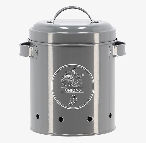 Plåtburk Lök Antracit från Gardenlife i ett stilrent kök