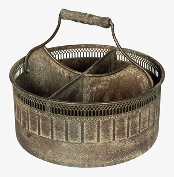 Bild av rund grön metallbehållare med fyra sektioner