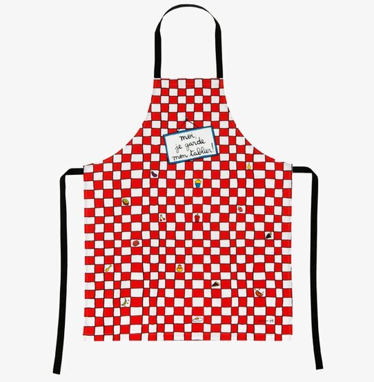 Bild av förkläde med rutmönster och lekfull design