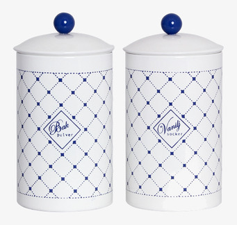 Plåtburk Gunnel Bakpulver från Strömshaga med blått mönster