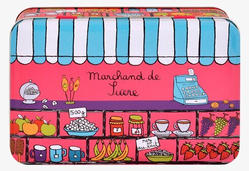 Plåtburk Café sockersött från Derriére la porte, livfull design