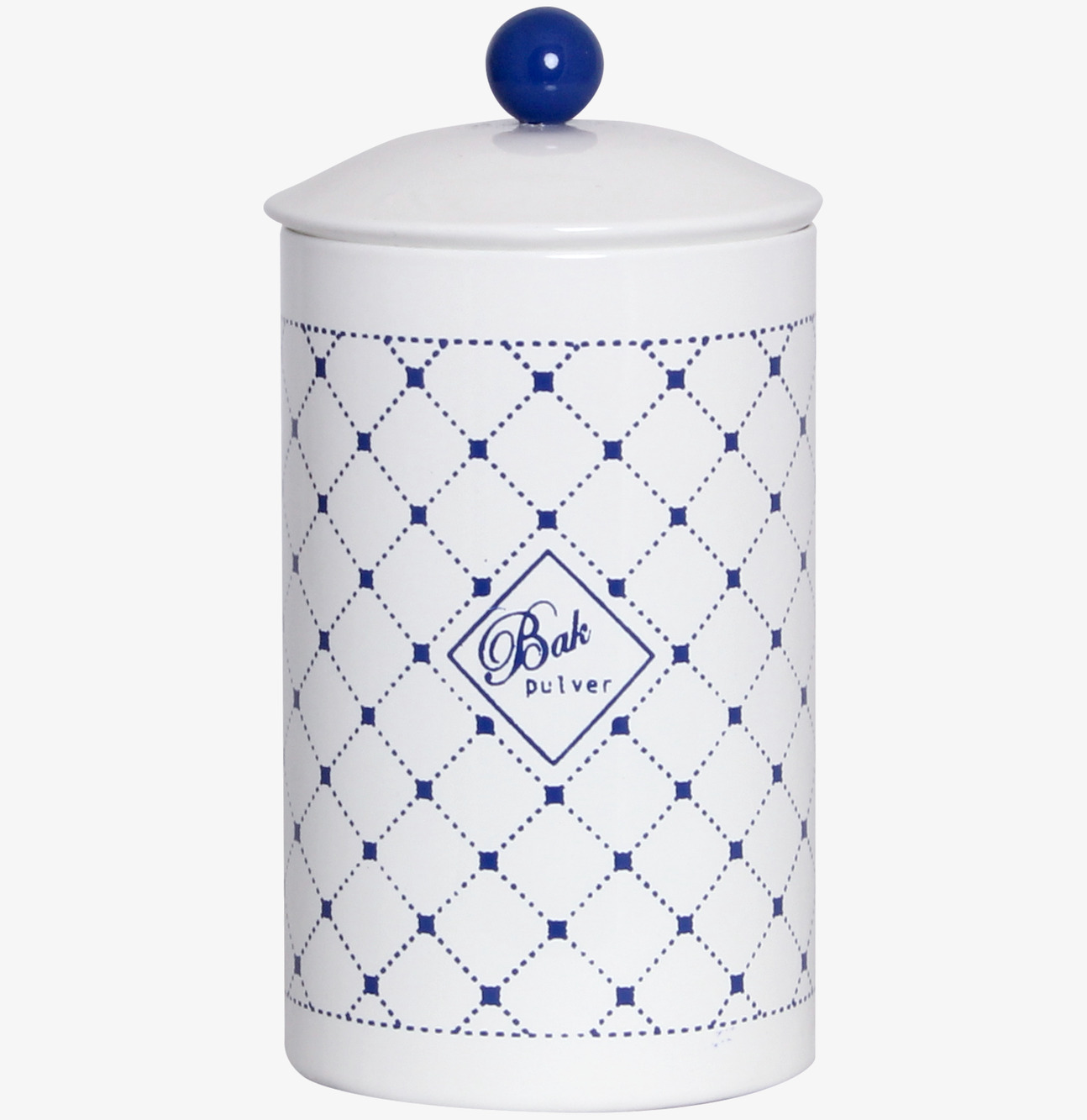 Plåtburk Gunnel Bakpulver från Strömshaga med blått mönster