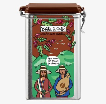 Plåtburk Kaffe från Derriére la porte med färgglad design