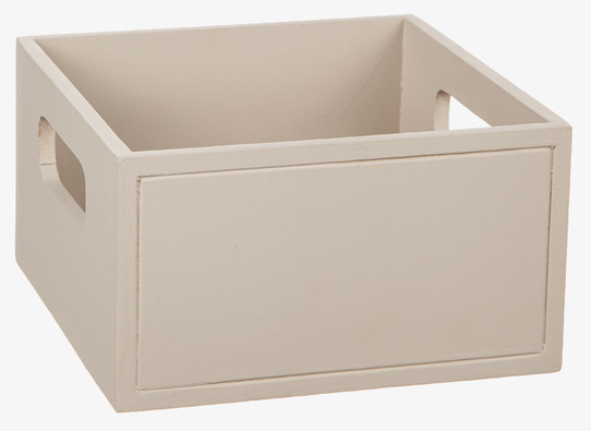 Bild av elegant och funktionell sandfärgad trälåda