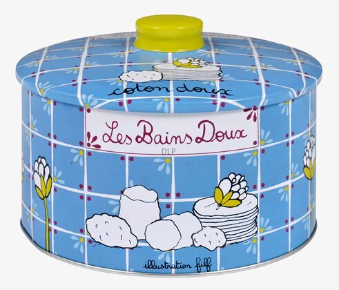 Plåtburk Bomull Blå från Derriére la porte med rutmönster