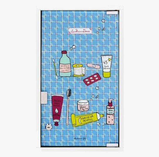 Medicinskåp Blå från Derriére la porte med rutmönster