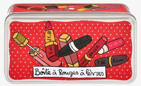 Plåtburk Läppstift från Derriére la porte med färgglada motiv