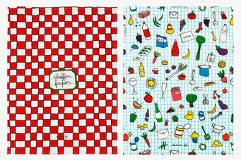 Bild av två kökshanddukar med unikt mönster och stil