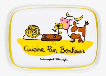 Bild av charmig keramisk smörbox med lantligt motiv