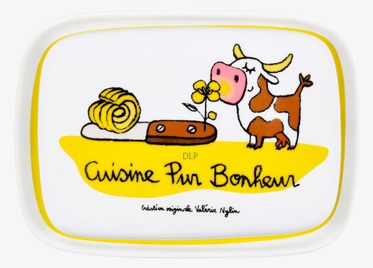 Bild av charmig keramisk smörbox med lantligt motiv