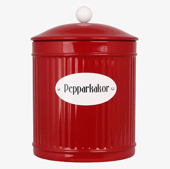 Plåtburk Hugo Pepparkakor Röd från Strömshaga i röd plåt