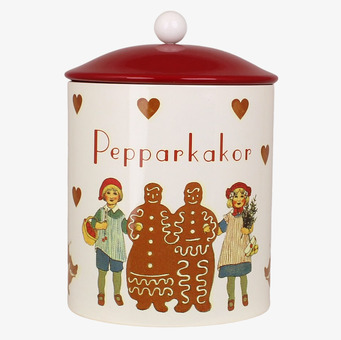 Plåtburk Aina Pepparkakor från Strömshaga med julmotiv