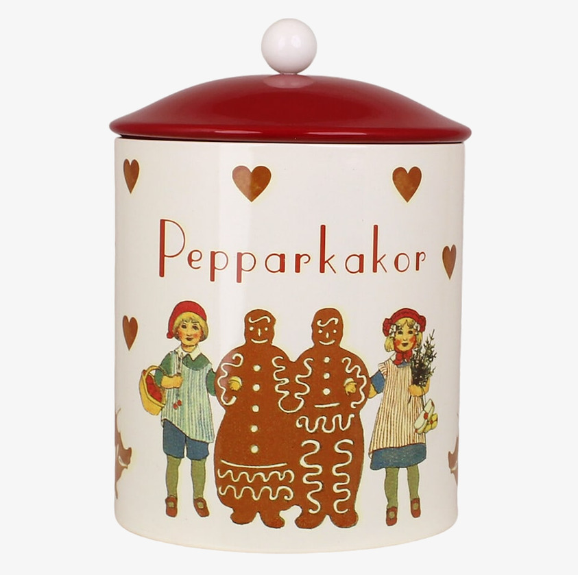 Plåtburk Aina Pepparkakor från Strömshaga med julmotiv