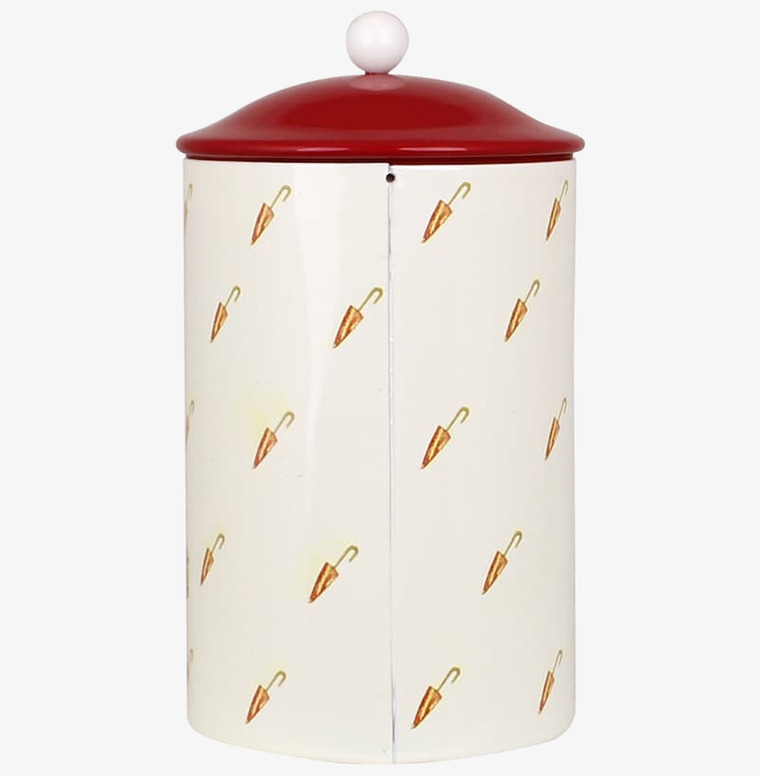 Plåtburk Aina Julgodis från Strömshaga, vit med julmotiv