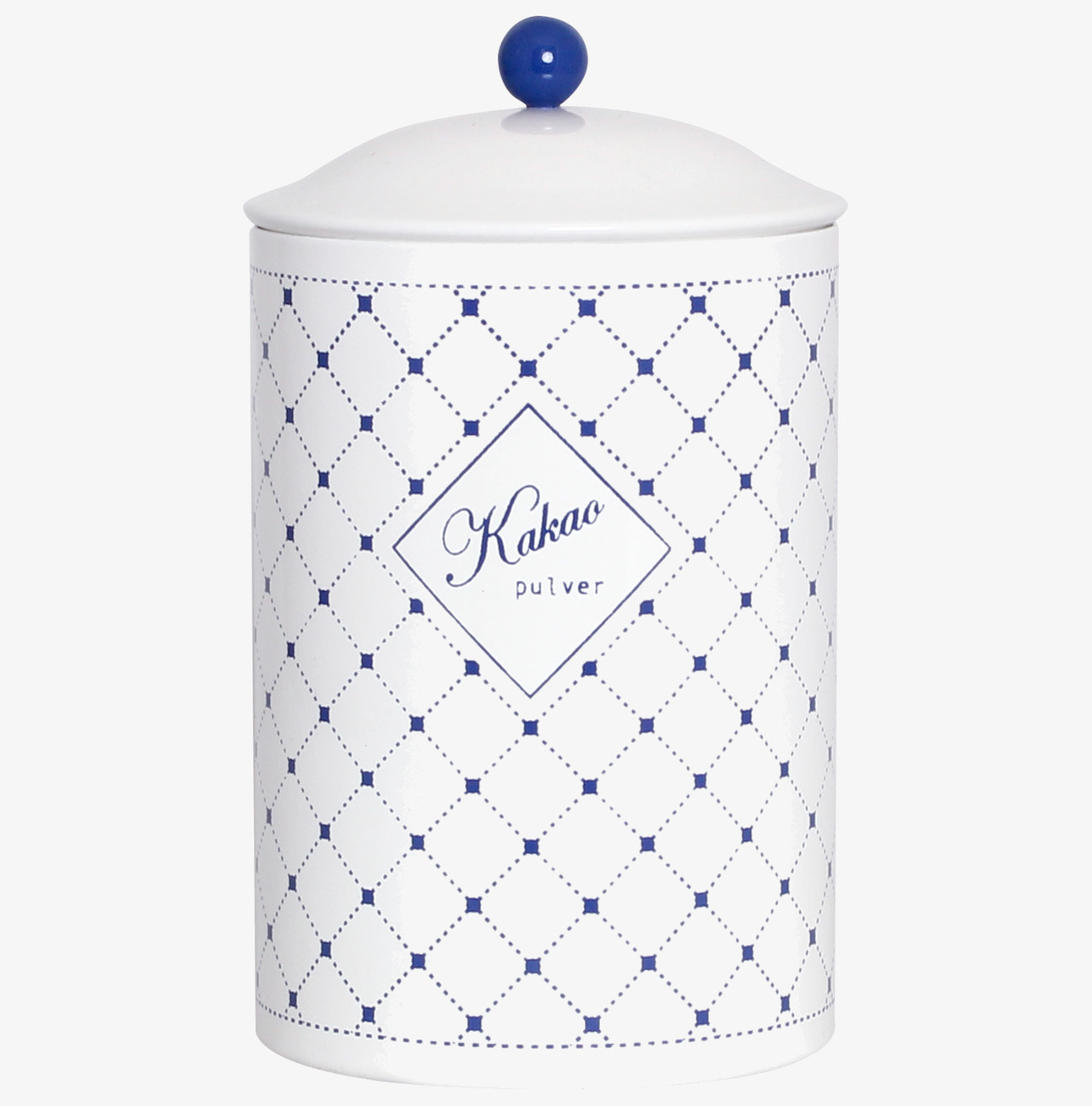 Plåtburk Gunnel Kakao från Strömshaga med blått mönster