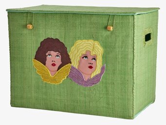 Bild av elegant grön förvaringskorg med änglamotiv