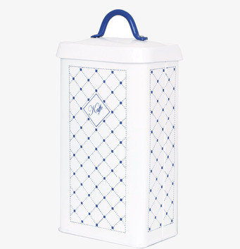 Plåtburk Gunnel Kaffe från Strömshaga med blått mönster