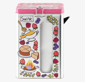 Plåtburk Socker från Derriére la porte med färgglada motiv