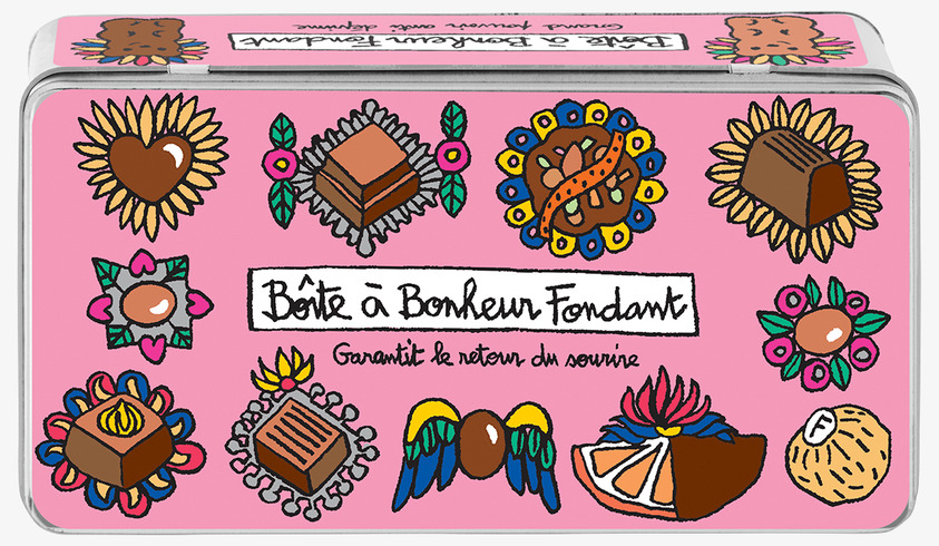 Plåtburk Chokladpraliner från Chic Antique med rosa design