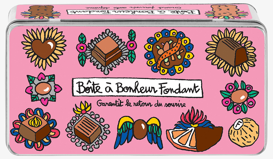 Plåtburk Chokladpraliner från Chic Antique med rosa design