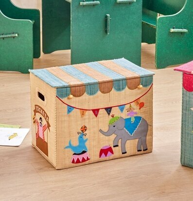 Bild av cirkustema förvaringskorg med lekfull design