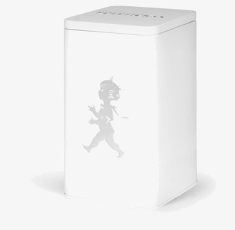 Bild av elegant vit plåtburk för kaffeförvaring