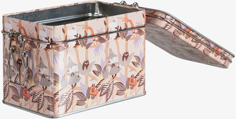 Bild av en färgglad och detaljerad teförvaringsburk