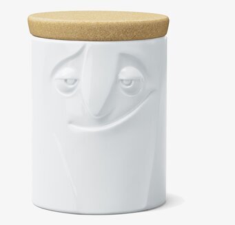 Bild av unik porslinsburk med lekfull design och korklock
