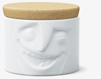 Bild av charmig porslinsburk med glad ansiktsdesign