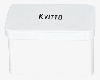 Plåtburk Svarte Petter Kvitto från Strömshaga, vit färg