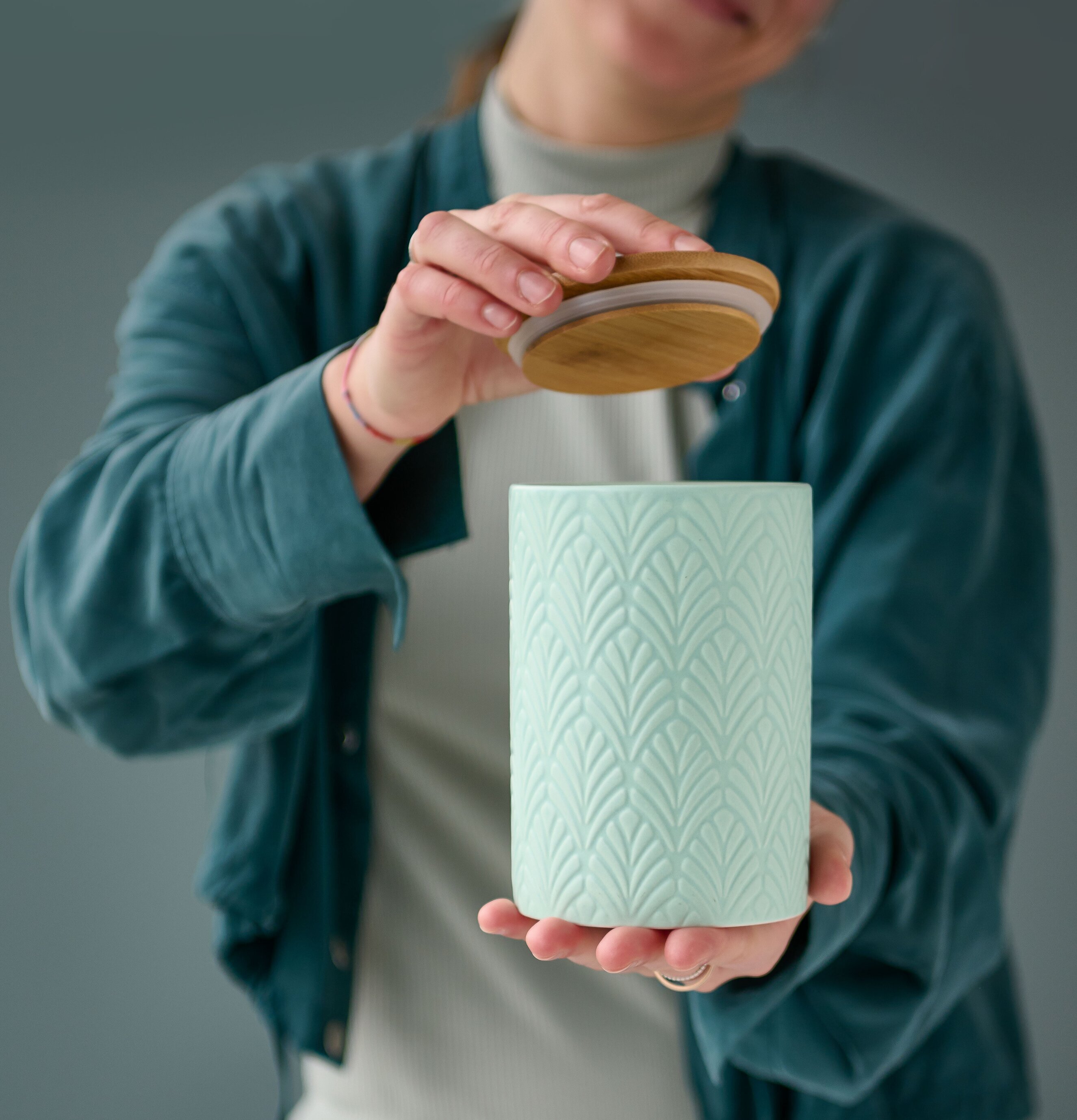 Förvaringsburk Keramik Mint Zeller Förvaringslådor och korgar Boxar Förvaringsboxar Porslinsboxar Trälådor Smyckesboxar i porslin Förvaringsbrickor Murstensformar