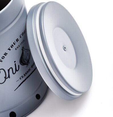 Bild av elegant grå plåtburk med modern funktionalitet