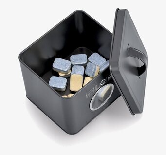 Bild av stilren plåtburk för tvättmedelsförvaring