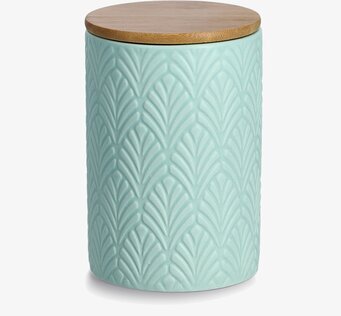 Bild av mintgrön keramisk förvaringsburk med trälock