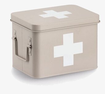 Bild av elegant och praktisk medicinplåtburk i beige