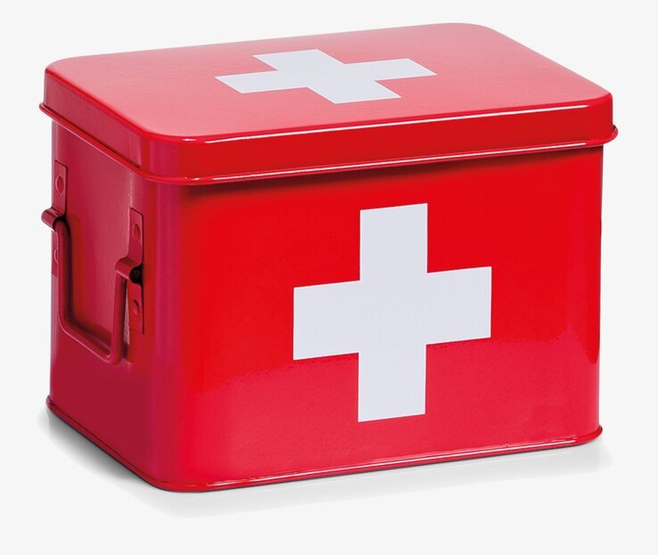 Bild av färgglad plåtburk för medicinförvaring