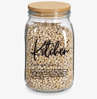 Bild av stilfull förvaringsburk i glas med trälock